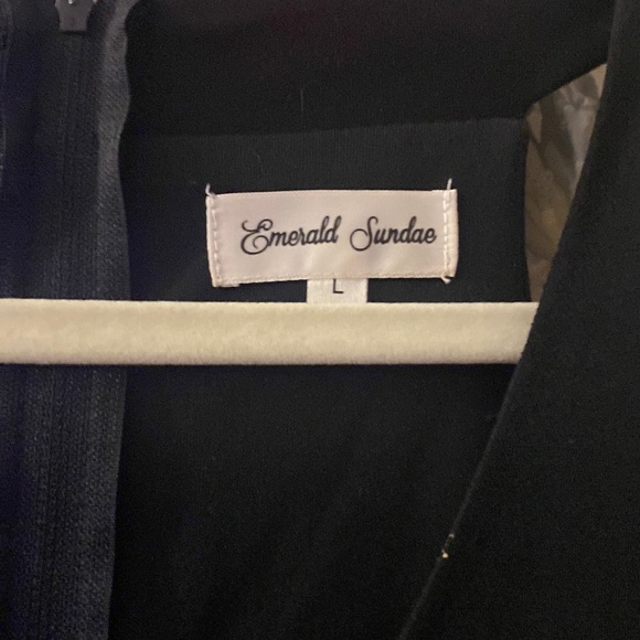 Little Black dress by emerald Sunday women’s L. All black V-neck zipper back. - Picture 1 of 4